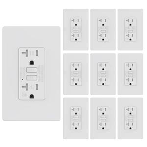 WEBANG 20Amp GFCI Outlet, Tamper Resistant/Weather Resistant Receptacle, Ground Fault Circuit Interrupter with LED Indicator, Screwless Wall Plate with Thinner Design, ETL Listed, Matte White, 6 Pack