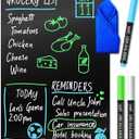 Magnetic Black Dry Erase Board for Fridge (12 x 8 inch), Stain-Resistant w/ 3 Magnetic, Fine-Tip Neon Chalk Markers & Eraser by Yes4Quality
