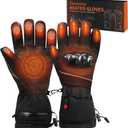 Heated Gloves for Men - 5000mAh Electric Heated Motorcycle Gloves, 3 Adjustable Heating Modes, Rechargeable Battery & Overheat Protection for Winter Riding, Skiing, Snow Sports - Large