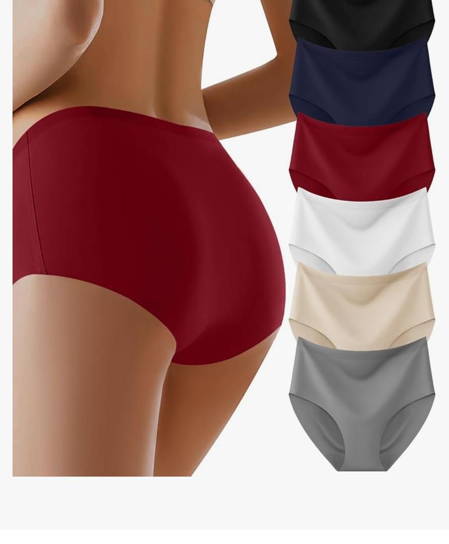 AIVEITE Womens Underwear Full Coverage No Show High Waisted Seamless Ladies Panties 6 Pack Medium