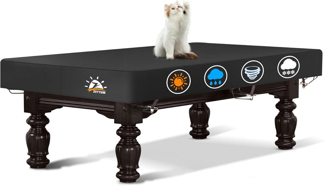 Zettum Pool Table Cover - Billiard Table Covers, 600D Waterproof Covers for Billiard Pool Table, Heavy Duty Scratched-Free UV Protection Snooker Furniture Table Cover - 8 Feet