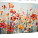 Colorful Wildflower Wall Art Abstract Daisy Poppy Floral Wall Decor Nature Flowers Canvas Prints Pictures Modern Minimalist Botanical Artwork for Bedroom Bathroom Living Room Home Decorations 16x24"