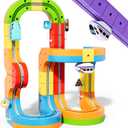 KlickRail Electric Train Set Flexible Race Track for Kids 4 6 7, Car Track for Toddlers, Building Toy Train Track Gravity-Defying 3D Embedded Layouts & Motorized Car, STEM Gift(Advanced Set(48 Piece)