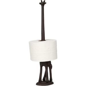 WallCharmers Rustic Paper Towel Holder, Metal Toilet or Kitchen Paper Holder for Floor or Countertop, Rustic Giraffe