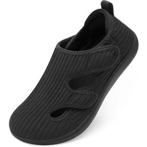 LeIsfIt Diabetic Shoes for Women Adjustable Extra Wide Barefoot Walking Shoes for Swollen Arthritis Edema Feet Wide Width Zero Drop Sole (6.5 Wide, Black)