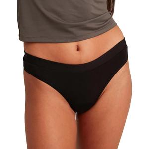 saalt Comfort Modal Thong Period Underwear - Light Absorbency - Keeps You Dry from All Leaks (Black, M)