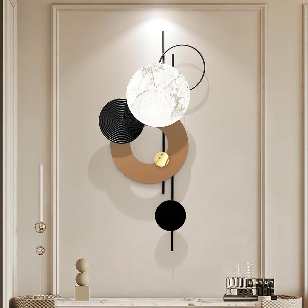 HEBOIX Large Metal Wall Decor Modern Metal Wall Art 3D Wall Sculptures Handmade Wall Hanging Decoration for Living Room Dinning Room Bedroom Entryway Kitchen Office (19''Lx39''W)