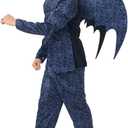 Bat Costume Kids Muscle Suit with Bat Wings for Boys Full Set Outfits Halloween Cosplay (Medium, Blue)