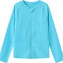 HODOSPORTS Boys UPF 50+ Rash Guard Swim Shirts with Zipper Long Sleeve Quick Dry UV Protection Sun T-Shirts (Blue)