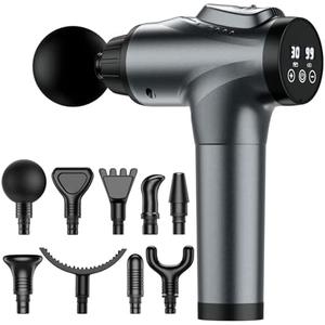 Massage Gun, Muscle Massage Gun for Athletes Handheld Electric Deep Tissue Back Massager, Percussion Massage Device for Pain Relief with 30 Speed Levels 9 Heads