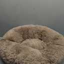 Faux Fur Dog Beds Calming Donut Cuddler Dog Bed Washable Round Cat Bed Pillow Cuddler Fluffy Indoor Dog Calming Beds with Anti Slip Bottom Gradient Color Brown 24"