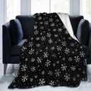 Winter Snowflakes Black Fleece Blanket Lightweight Ultra-Soft Christmas Throw Blanket for Sofa Couch Bed Camping Travel - Super Soft Cozy Microfiber Blanket 50"X40"