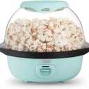 Dash SmartStore Stirring Popcorn Maker  Hot Oil Electric Popcorn Popper with ButterWarming Tray, Clear Serving Bowl & Measuring Cup  12 Cups, Aqua