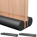 2 Pack Large Door Draft Stopper for Bottom of Doors 36 Inch Door Sweep Weather Stripping Noise Blocker Under Door Draft Noise Black Stoppers Adjustable Twin Door Sweep Draft (2 Pack)