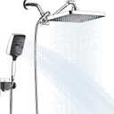 Shower Head with Handheld Water Spra High Pressure Showerhead Combo with Arm for Bathroom Accessorie Home Decor Adjustable Dual Shower with Anti-Clog Nozzles Silver Chrome