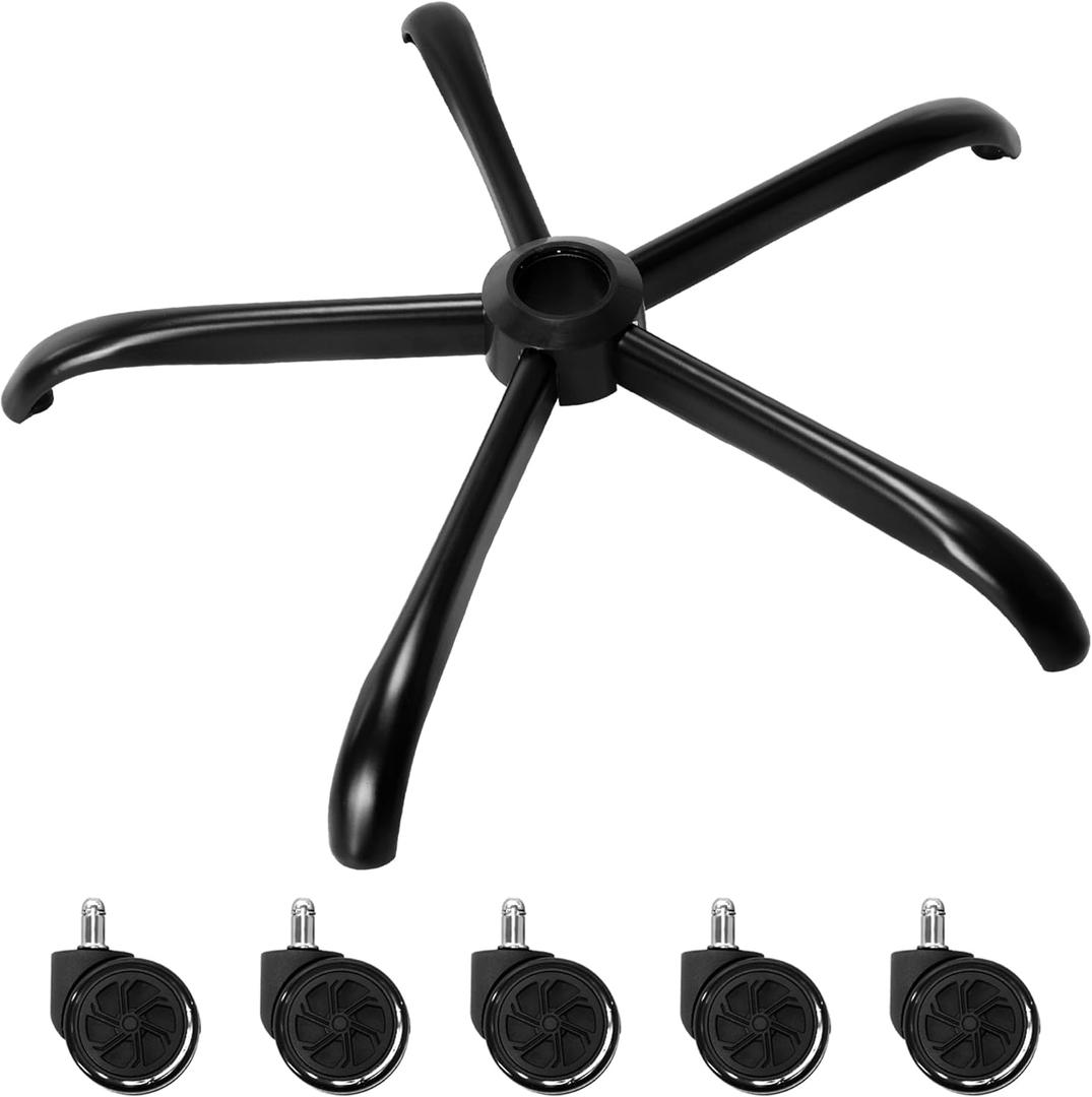 Frassie 25 Inch Office Chair Metal Base Replacement Heavy Duty 2500 Lbs Computer Chair Base Part with 5 Casters (Black)