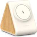 Housbay 2-in-1 White Noise Sound Machine & Magnetic Wireless Charger, Stereo Sleep Sounds, Clutter-Free Bedside Charging Station for iPhone - White Oak
