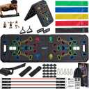 Portable Push Up Board Gym Kit 25-in-1, Foldable Push Up Station & Exercise Board Workout Set with 18 Accessories, Resistance Bands & Handles, Ankle Straps for Men, Women & Teens
