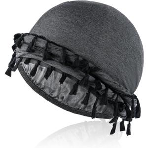 2 x Satin Lined Turban with Long Twist Straps Tassels Silky Head Wraps for Men Women Halo Head Scarf Sleeping Bonnet