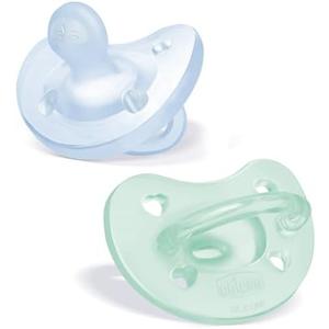 Chicco PhysioForma 100% Soft Silicone One Piece Pacifier for Babies 0-6 Months | BPA & Latex Free | Reusable Case | Blue/Green, 2pk