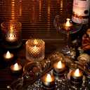 Rossesay 24 Pcs Flameless LED Tea Lights Gold Black Glitter Flickering Fake LED Candles Tealights Battery Operated Romantic Anniversary Decorations Winter Decor for Valentines Wedding Christmas Party