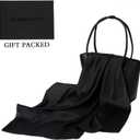 MEANBEAUTY Head Scarf for Women Like Silk Scarf Square Scarves Satin Bandanas Neck Scarfs 27.5 Inch with Gift Packed (Black)