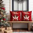 2 x Set of 2 Christmas Throw Pillow Covers 18x18 Inch Soft Decorative Angel Cushion Covers Holiday Blessing Winter Christmas Pillow Cases Rustic Farmhouse Decor for Sofa Couch Bed Living Room