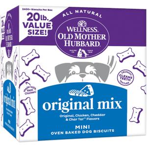 Wellness Old Mother Hubbard Classic Original Mix Dog Biscuits, Natural Training Treats, 4 Flavors, Mini Size, 20 lb Box