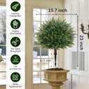 Waipfaru Artificial Plants Outdoor, 23'' Artificial Cedar Topiary with Ground Spike, UV-Resistant Fake Plants Fake Bushes for Outdoor Indoor Garden Front Porch Decor (4Pcs)