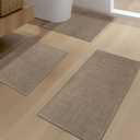 YIHOUSE Brown Bathroom Rug Sets 3 Piece, Dark Beige Absorbent Bath Mat for Bathroom Non Slip Washable,Bathroom Mat Quick Dry, Thin Bath Rug Set for Toilet and Floor