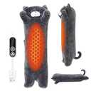 Noodle Cat Heating Pad for Period Cramps, Menstrual Pain Relief, Cute Stuffed Animal Electric Heating Pad, USB Powered Heated Plush Toy, Portable Warm Cushion Gift for Women Teen Girls Christmas, Grey