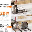 MUDEELA Pots and Pans Organizer under Cabinet, Expandable Pan Lids Organizers inside Cabinet with 12 Adjustable Dividers, Kitchen Storage Organization Pot Holder Cookie Sheet, Cutting Board Organizer