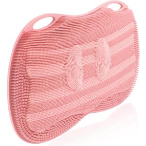 Kalolary Silicone Shower Foot Scrubber Mat, Large Foot Scrubber in Shower with Non Slip Suction Cups Foot Cleaner Brush to Clean Exfoliate and Massage Feet Without Bending Over Easy to Clean (Pink)