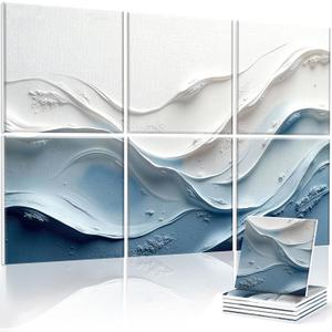 JBER Acoustical Wall Panels, 72×48 Inches Art Acoustic Panels, Decorative Acoustic Panels, Sound Absorbing Wall Art, Acoustic Wall Panels for Studio,Home & Living Room(Cerulean Undulations)
