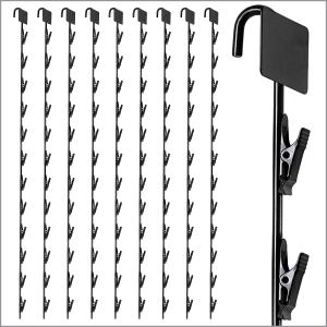 10 Pack Clip Strip Heavy Duty Metal Merchandising Strips, Clip Strips for Hanging Chips, Snacks, Candy in Retail Stores, Black, 31" Long, 2.5" W x 1.5" H Header, 12 Hook Stations
