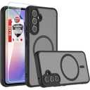 Pemuyak for Samsung Galaxy A54 5G Case 6.4'',Magnetic with Screen Protector, Translucent Anti-Fingerprint Matte Shockproof Military Grade Drop Protective Case for Samsung Galaxy A54, Black