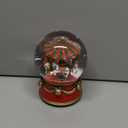 Christmas Snow Globe, Lighted Musical Snow Globes with Santa Sleigh and Reindeer Flying Around Snowy Mountain House 360 Rotation, Battery Operated Holiday Snowglobe for Kids Gift Home Decor 