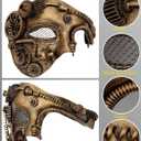 2 x Ubauta Steampunk Masquerade Mask for Men Costume: Mesh Half-Face Cyborg Mask for Halloween Party Cosplay Phantom of the Opera - Gold