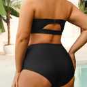 Yonique Women Plus Size Two Piece Swimsuits High Waisted Bathing Suits Bandeau Bikini Tummy Control Swimwear, 22W