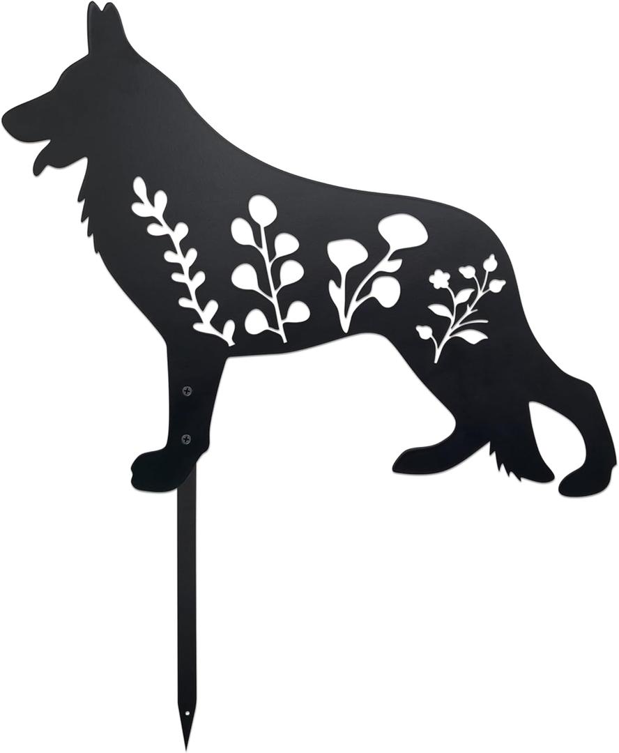German Shepherd Garden Stake - Handcrafted Outdoor Decor for Dog Lovers, Durable Yard Art Statue