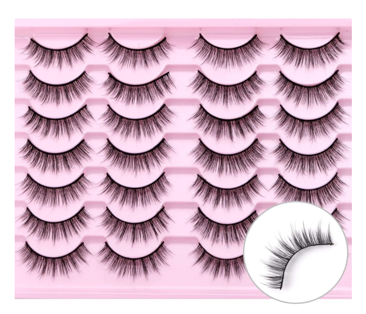 SQYlashes Natural Lashes Wispy Cat Eye False Eyelashes Short - 14 Pairs, G81 2Pcs
