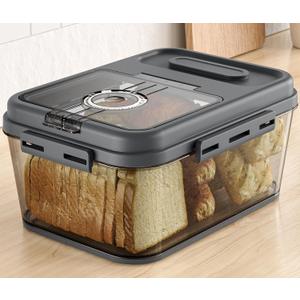 Bread Box For Kitchen Countertop, Airtight Bread Storage Container, Bread Container For Homemade Breads, Cookies, And Cake, Grey Bread Keeper (Gray)