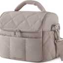 BAGSMART Insulated Lunch Bags for Women, Cute Quilted Lunch Box, Lightweight Puffy Padded Waterproof Lunch Tote, Reusable Lunch Cooler for Work Picnic Travel, Camel (Medium(normal))