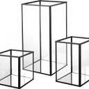yshengood Hurricane Glass Candle Holder,Black Candle Holder 3 Pieces