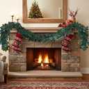 2 Pcs 6 FT Magnolia Leaf Garland Artificial Christmas Green Realistic Garland for Mantle Decorations Natural Faux Magnolia Leaves for Christmas Thanksgiving Wedding Decor(Without Lights)