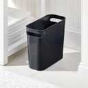 mDesign Plastic Small Trash Can, 1.5 Gallon/5.7-Liter Wastebasket, Narrow Garbage Bin with Handles for Bathroom, Laundry, Home Office - Holds Waste, Recycling, 10" High, Aura Collection, Black