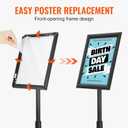 VEVOR Pedestal Sign Holder, 8.5 x 11 Inch Vertical and Horizontal Adjustable Poster Stand, Heavy-Duty Floor Standing Sign Holder with Round Base for Display, Advertisement, and Outdoor, Black