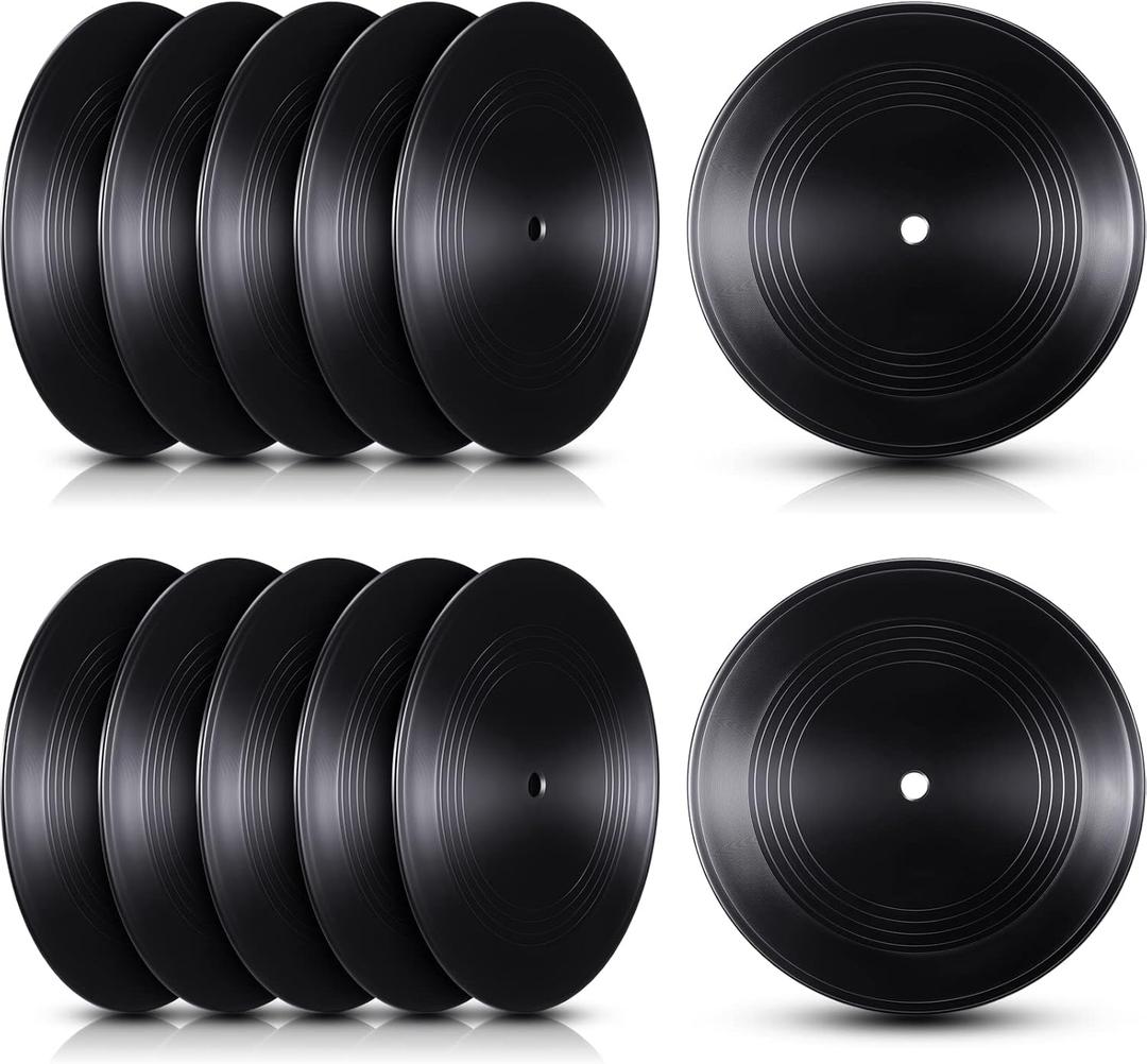 Qunclay 12 Pieces Blank Vinyl Records 7 Inch Black Vinyl CD Fake Albums Record for Vintage Room Wall Aesthetic Decoration Roll Music Rock Hippie Decor DIY Project Home Party