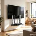 Under or Above VESA Back TV Wall Mount Shelving Bracket, TV Wall Mount Shelving for DVD Player, Cable Box, Stereo, and AV Component