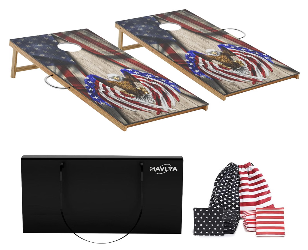 Regulation Size Cornhole Boards Set 2x4 FT with 8 Bean Bags, Portable Cornhole Set with Carrying Case,Corn Hole Games for Adults